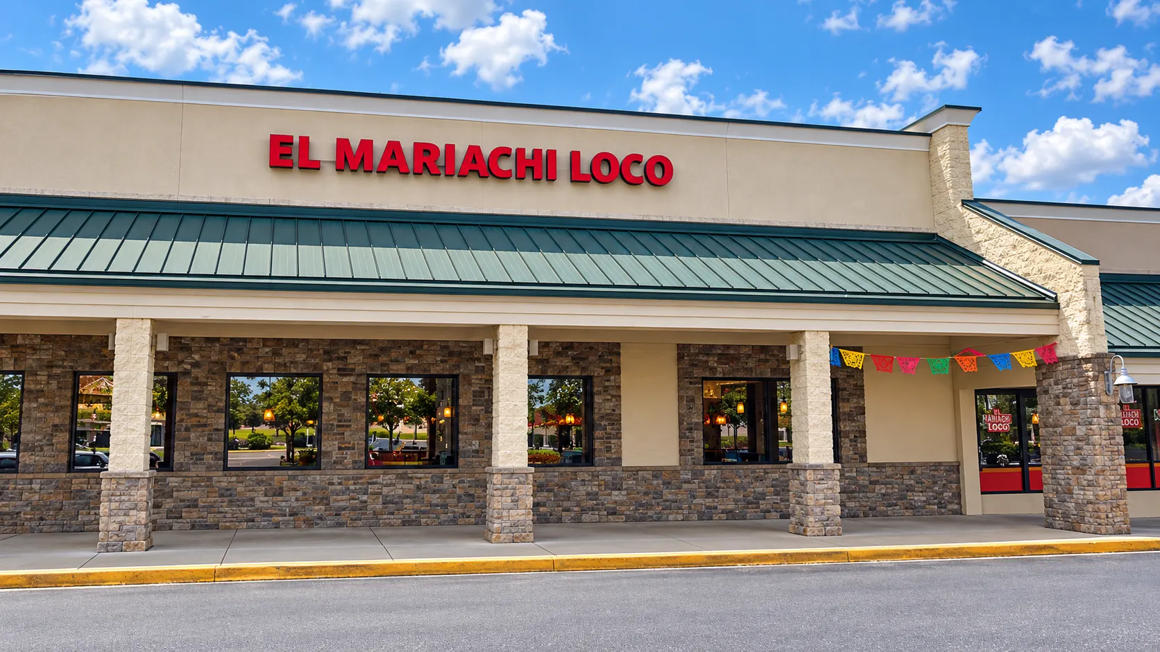 Exterior of El Mariachi Loco Mexican Restaurant on Stadium Drive in Phenix City